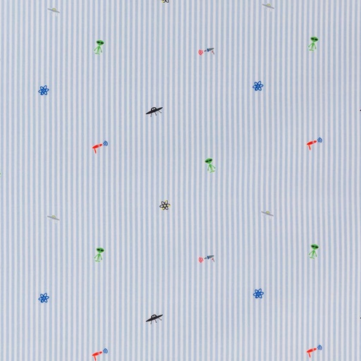 [660502] WHITE, BLUE STRIPES AND MINIPRINT DESIGN(SPACE)