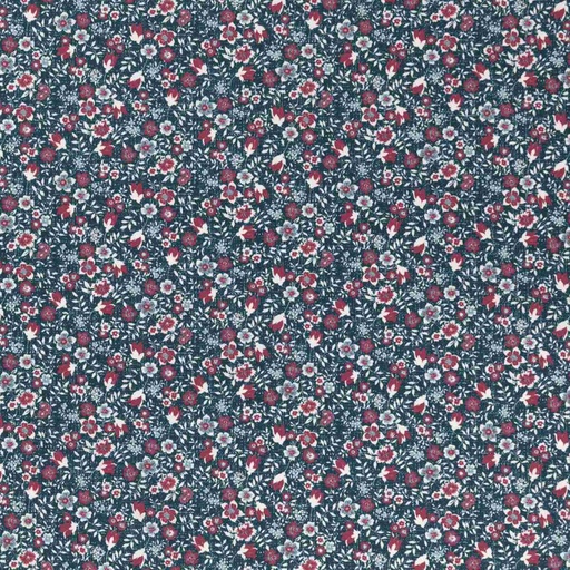 [660571] DARK BLUE, RED FLORAL DESIGN